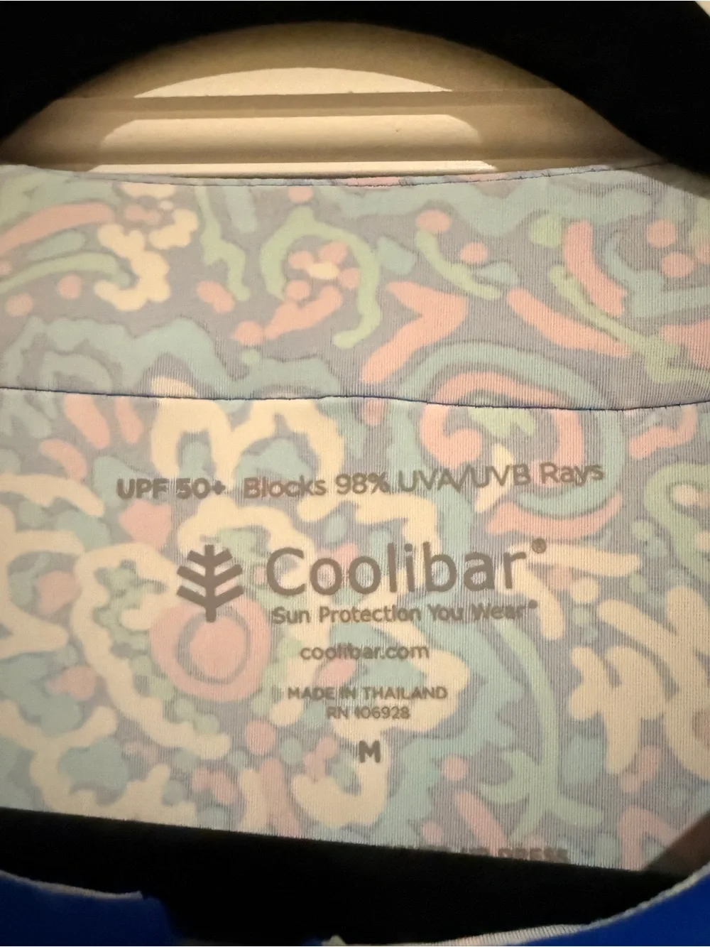 Coolibar UPF 50+ Paisley Long Sleeve Dress Blue Pink Size M